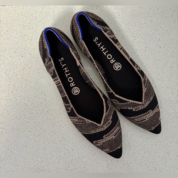 Rothy's The Point Flats Black and Gold Shimmer H4 - Picture 2 of 9